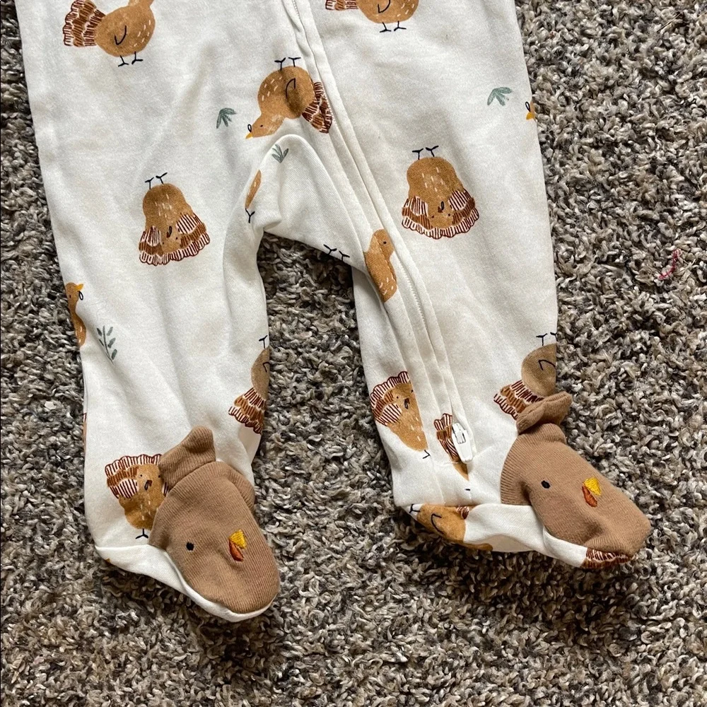 Carters NWT turkey thanksgiving Kids One Piece sleeper hat set 3m baby infant